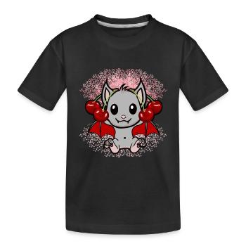 bat bats cherries cherry blossom fruit - Kids' Premium Organic T-Shirt - black - Front
