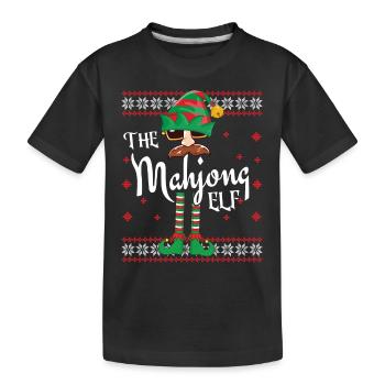 Mahjong Elf Weihnachts-Outfit für Familienfeiern - Kinder Premium Bio T-Shirt - Schwarz - Vorne