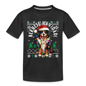 Bernese Navidad Weihnachts-Bernese-Mountain-Dog - Kinder Premium Bio T-Shirt - Schwarz - Vorne