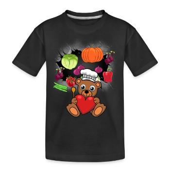 Teddy Cook Cooks Cook Vegetable Cooking Bear - Kids' Premium Organic T-Shirt - black - Front
