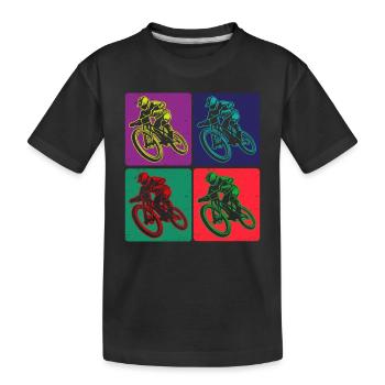 Colored Mountain Bike Rider Art - Kids' Premium Organic T-Shirt - black - Front