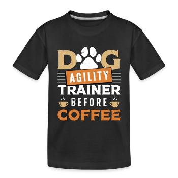 Dresseur d’agilité canine avant l’amateur de café de sport canin - T-shirt bio Premium Enfant - noir - Devant