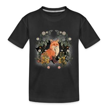 Renard Enfant Enfants Habitants de la forêt Animaux de la forêt Renarde - T-shirt bio Premium Enfant - noir - Devant