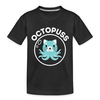 Funny Cat Pun - Kids' Premium Organic T-Shirt - black - Front