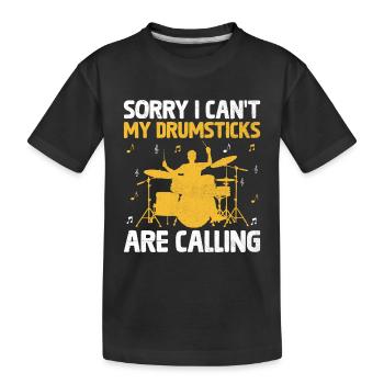 Désolé, je ne peux pas, mes baguettes appellent Drumming D - T-shirt bio Premium Enfant - noir - Devant