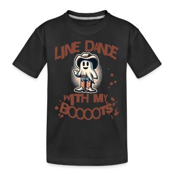 Cowboy With Boots Line Dance Ghost - Kids' Premium Organic T-Shirt - black - Front