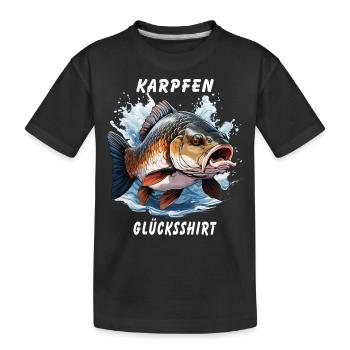 KARPFEN GLÜCKSSHIRT - Kinder Premium Bio T-Shirt - Schwarz - Vorne