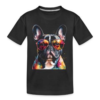 Bouledogue Français Lunettes de soleil Frenchie Dog - T-shirt bio Premium Enfant - noir - Devant