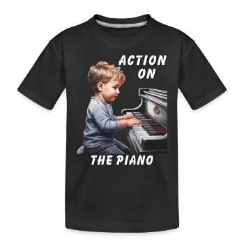 ACTION ON THE PIANO - Kids' Premium Organic T-Shirt - black - Front