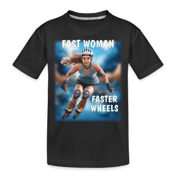FEMME RAPIDE, ROUES PLUS RAPIDES - T-shirt bio Premium Enfant - noir - Devant