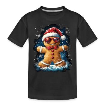 Weihnachten Motiv Lebkuchenmann Gingerbread Man - Kinder Premium Bio T-Shirt - Schwarz - Vorne