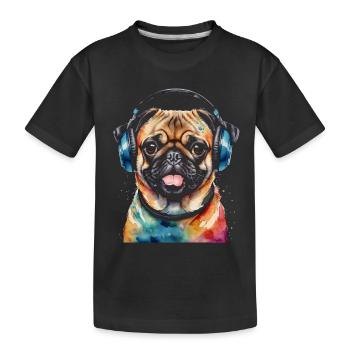 Carlin Casque Chien Coloré Drôle Animal Design Imprimer - T-shirt bio Premium Enfant - noir - Devant