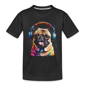 Carlin Casque Chien Coloré Drôle Animal Design Imprimer - T-shirt bio Premium Enfant - noir - Devant