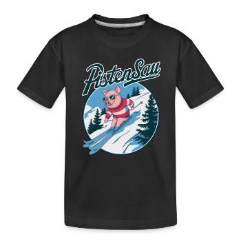 Pistensau - Kinder Premium Bio T-Shirt - Schwarz - Vorne