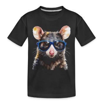 Lunettes de soleil Opossum Imprimé de design animalier coloré - T-shirt bio Premium Enfant - noir - Devant