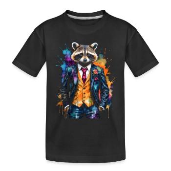 Costume de raton laveur Imprimé de design animal coloré - T-shirt bio Premium Enfant - noir - Devant