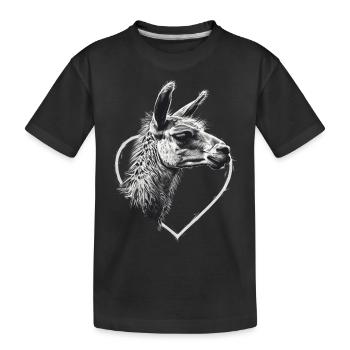 Lama - Kinder Premium Bio T-Shirt - Schwarz - Vorne