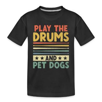 Spielen Sie Die Trommeln Und Haustierhunde Trommeltrommel Trommler - Kinder Premium Bio T-Shirt - Schwarz - Vorne