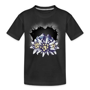 Mountain Mountains Tyrol Austria Switzerland Mountain Flowers - Kids' Premium Organic T-Shirt - black - Front