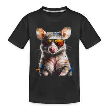 Lunettes de soleil Opossum Imprimé de design animalier coloré - T-shirt bio Premium Enfant - noir - Devant