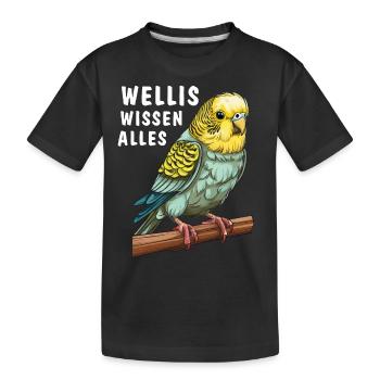 VOGEL WELLIS WISSEN ALLES - Kinder Premium Bio T-Shirt - Schwarz - Vorne