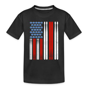 Drapeau américain tambour Patriot Tambour Mélomane Dru - T-shirt bio Premium Enfant - noir - Devant