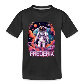 FREDERIK - Schöner Jungen Name mit Astronaut - Kinder Premium Bio T-Shirt - Schwarz - Vorne