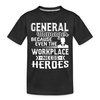 General Manager General Manager Hero - Kids' Premium Organic T-Shirt - black - Front