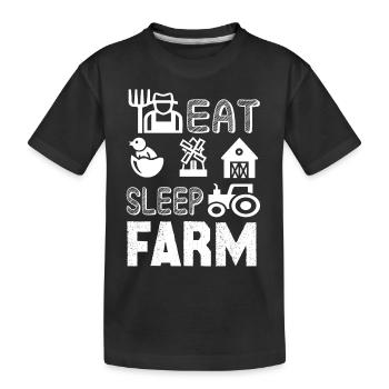 Farmer Eat Sleep Farm - Kids' Premium Organic T-Shirt - black - Front