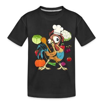 Huhn Hahn Koch Köche Köchin Kochkunst Gemüse - Kinder Premium Bio T-Shirt - Schwarz - Vorne