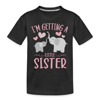 Sister Reveal Im Getting A Little Sister Elephant - Kinder Premium Bio T-Shirt - Schwarz - Vorne