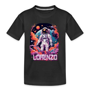 LORENZO - Beau prénom de garçon avec astronaute cool - T-shirt bio Premium Enfant - noir - Devant