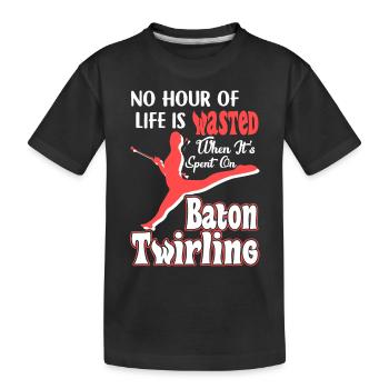 Baton Twirling Spent Time One Baton Twirling - Kids' Premium Organic T-Shirt - black - Front