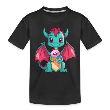 Dino Dragon Dragon Cream Cône Glace Snacking Enfants - T-shirt bio Premium Enfant - noir - Devant