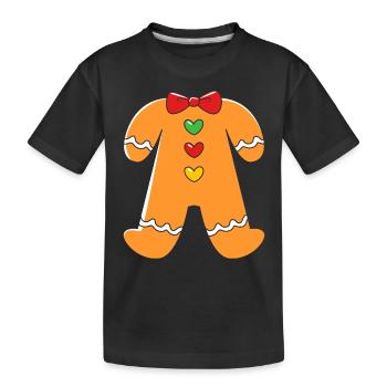 bonhomme en pain d’épice Coeur en pain d’épice Snacking en pain d’épice - T-shirt bio Premium Enfant - noir - Devant