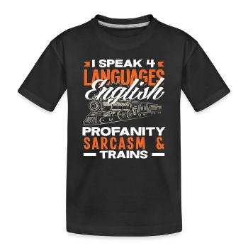Je parle 4 langues : Anglais, Jureries, - T-shirt bio Premium Enfant - noir - Devant