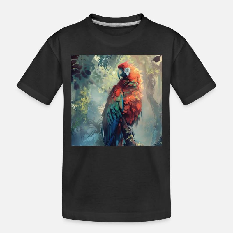 Papagei - Kinder Premium Bio T-Shirt - Schwarz