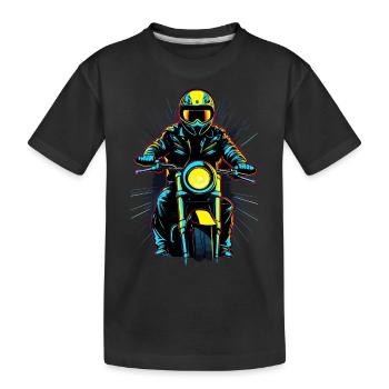 Motard néon sur moto - T-shirt bio Premium Enfant - noir - Devant