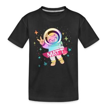 MATT - Beau prénom de garçon avec astronaute mignon - T-shirt bio Premium Enfant - noir - Devant