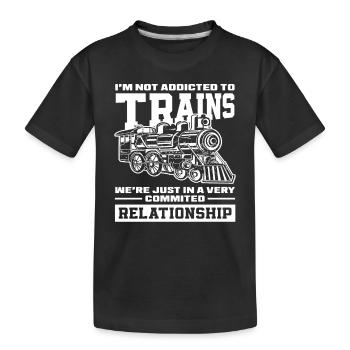 I'm not addicted to trains very dedicated - Kids' Premium Organic T-Shirt - black - Front