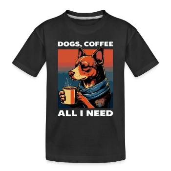 Lustiges Hund Kunst Hundebesitzer Hunde Kaffee - Kinder Premium Bio T-Shirt - Schwarz - Vorne