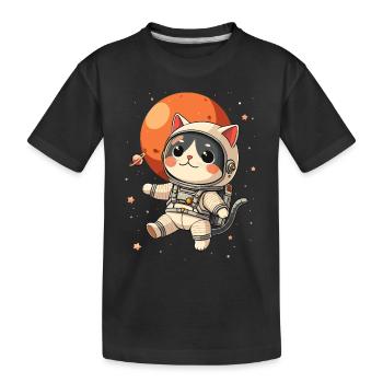 Chat, Espace, Astronaute, Espace, Kawaii - T-shirt bio Premium Enfant - noir - Devant