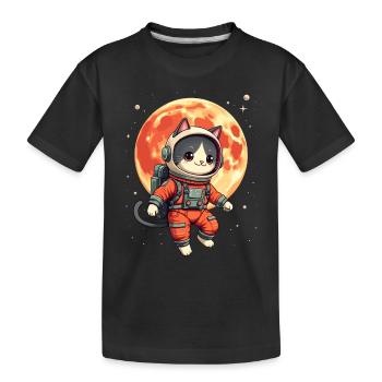 Chat, Espace, Astronaute, Espace, Kawaii - T-shirt bio Premium Enfant - noir - Devant