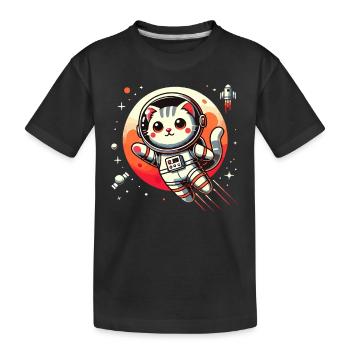 Chat, Espace, Astronaute, Espace, Kawaii - T-shirt bio Premium Enfant - noir - Devant