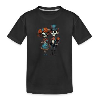 Victorian Style Skeleton Couple Day of the Dead - Kids' Premium Organic T-Shirt - black - Front