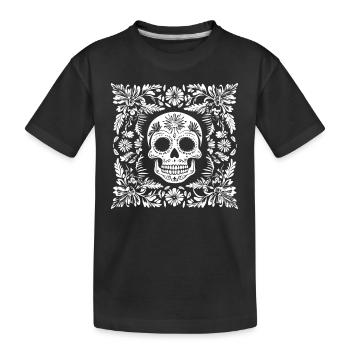 Crâne en sucre floral dans cadre pour le Jour des Morts - T-shirt bio Premium Enfant - noir - Devant