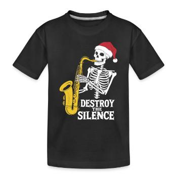 Skeleton Saxophone Destroy the Silence Music - Kids' Premium Organic T-Shirt - black - Front
