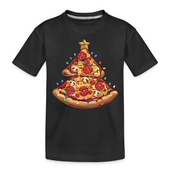 Pizza Arbre de Noël Pepperoni Cadeaux alimentaires pour les enfants - T-shirt bio Premium Enfant - noir - Devant