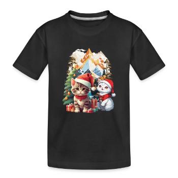 Cats Santa Santa Christmas Presents Child - Kids' Premium Organic T-Shirt - black - Front