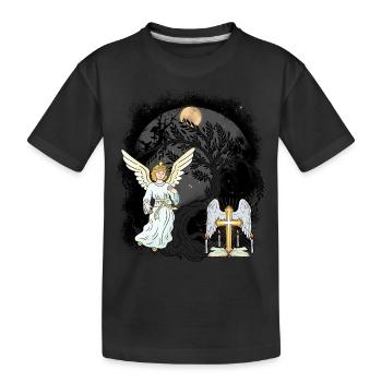 Mystisch Engel Kreuz Kreuze Kruzifix spirituell - Kinder Premium Bio T-Shirt - Schwarz - Vorne